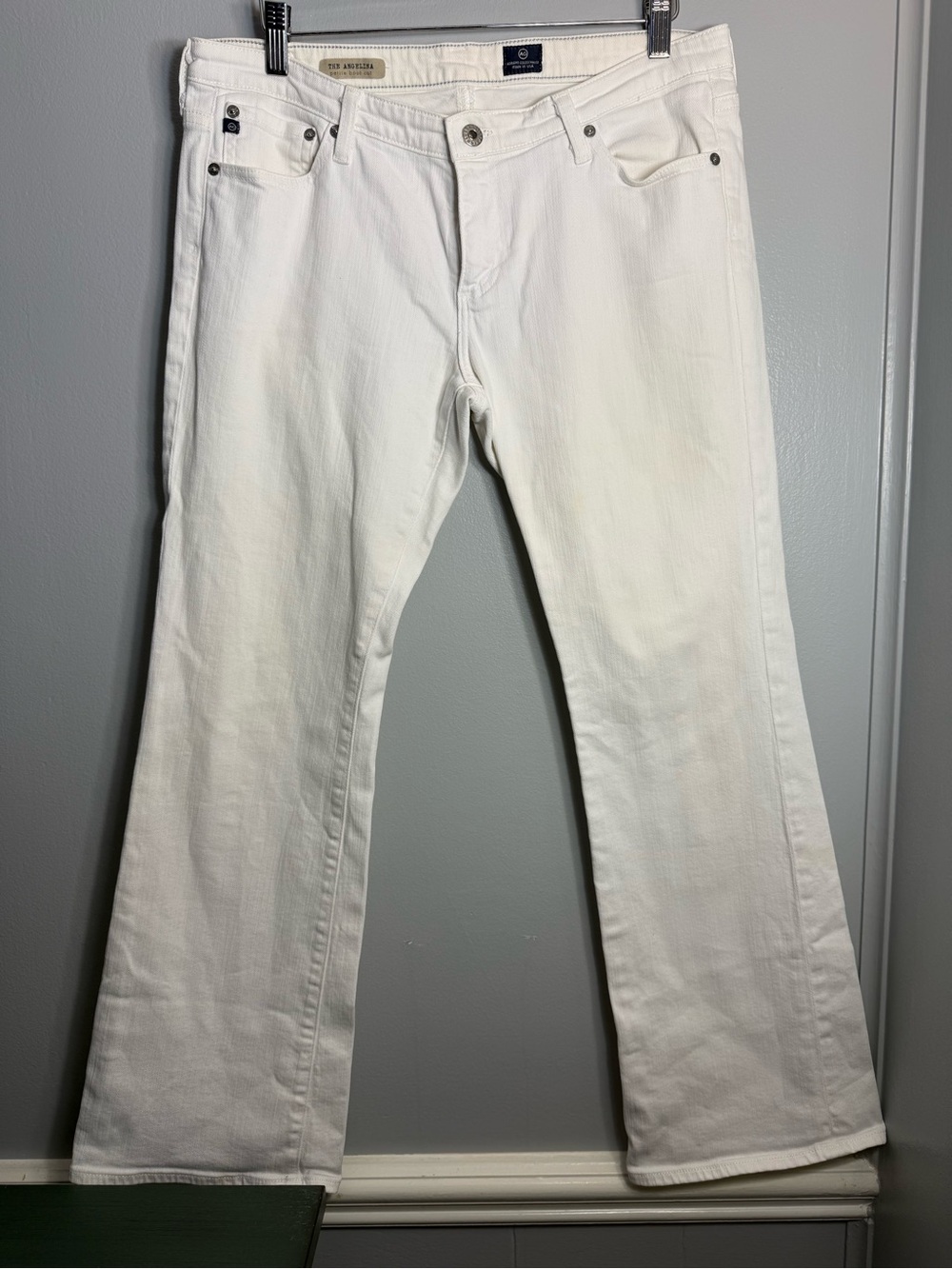 24. Ag Adriano Goldschmied The Angelina P. Boot Cut White Denim Jeans